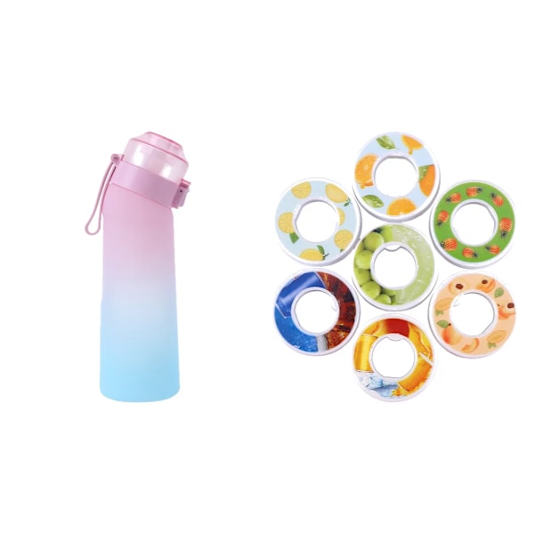 Påskerbjudanden! Högkvalitativ smaksatt vattenflaska med 7 Pods Air Water Up Flaska Frostat Svart 650 ml Air Startup Set Vattenkopp för Camping Sport 0 O