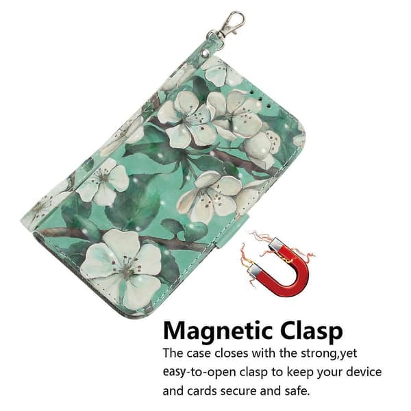 Compatible with iPhone 17 Pro Case Pattern Print Leather Wallet Phone Case with Wrist Strap Multi Multicolor Watercolor Flowers