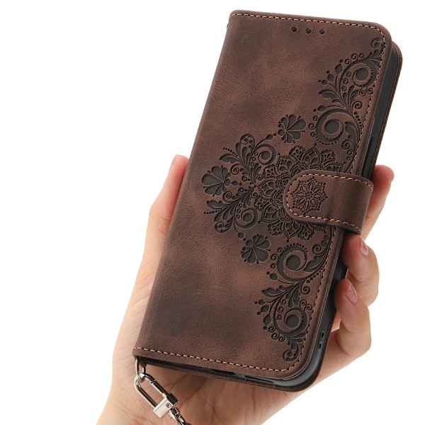 Högkvalitativt nytt fodral för Samsung Galaxy A16 5G / A16 4G med blommönstrat plånboksfodral - Brun Brown Brun