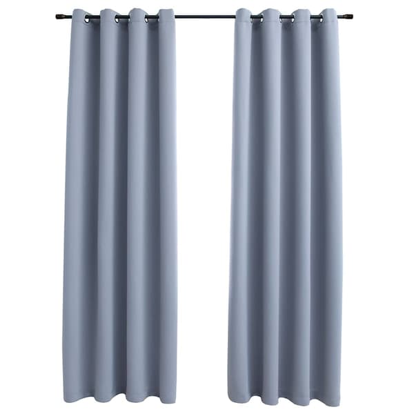 Blackout Gardiner med Metallringar 2 st Grå 140x245 cm grå gray
