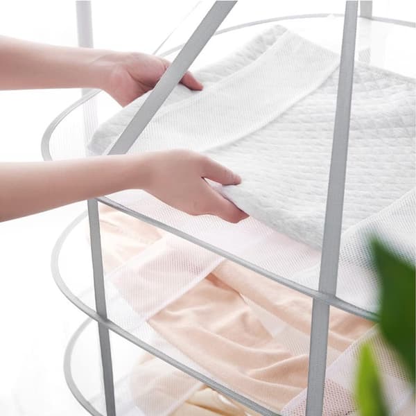 Two or Three-Layer Foldable Metal Mesh Drying Rack, Flat for Outdoor and Indoor, for Sweaters, Toys, and Socks.
