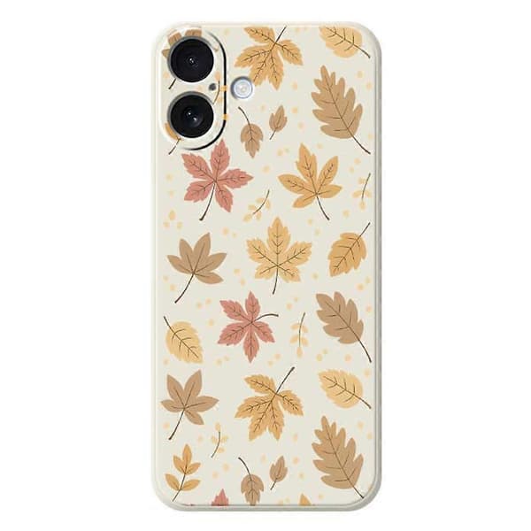 Compatible with iPhone 17 Case Leaf Pattern Print Straight Edge TPU Phone Back Cover - Beige