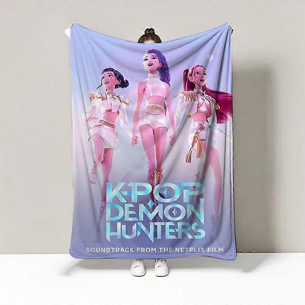 K-Pop Demon Hunters-tema Flanell Fleece Teppe Lunsjpause Teppe Sengeteppe Sofateppe A A 75x100cm