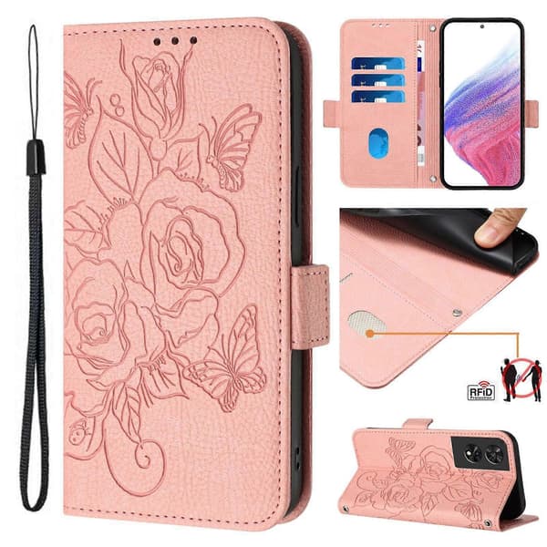 RFID Leather Case Compatible with TCL 505 Pink