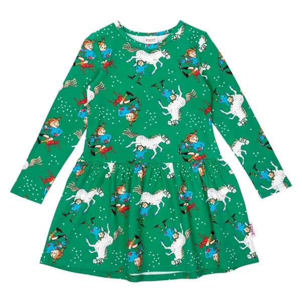 Pippi Pitkätossu Itsevarma-mekko vihreä Green 122