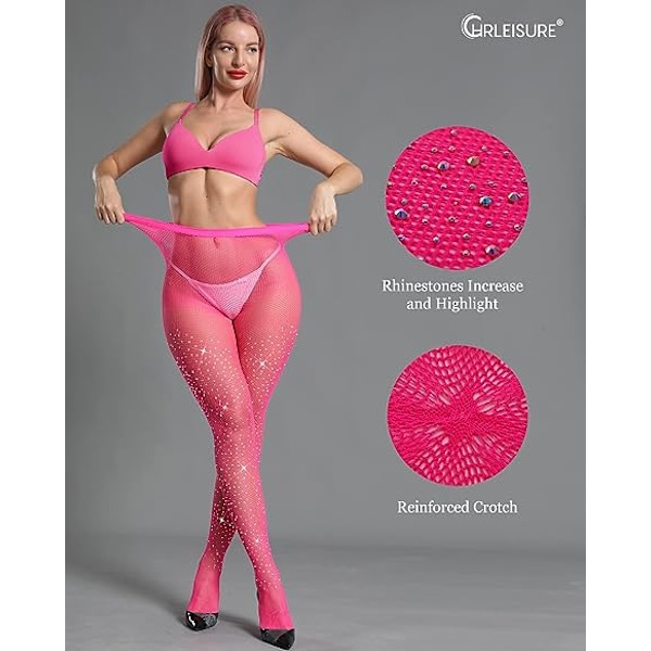 Damestrømper med glitrende strass Rose