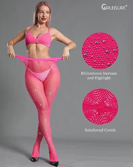 Damstrumpor med gnistrande strass Rose