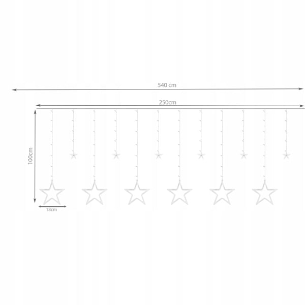 Ljusgardin - Stjärnformade lampor - LED Transparent