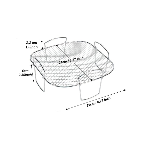 Airfryer-tillbehör 304 Rostfritt stål fyrkantigt galler