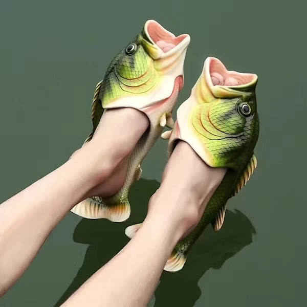 Säsongskampanj! Högkvalitativa roliga fiskslippers PVC sommarsandaler för stranden 32-33