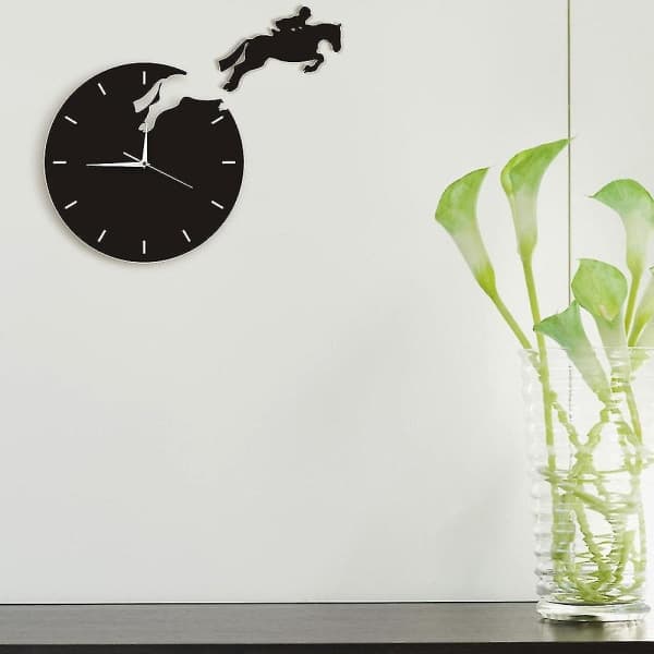 Ny Art Decor Hästhoppare Väggklocka Klocka För Hästhoppning Hästklockor Design 3d Väggklocka