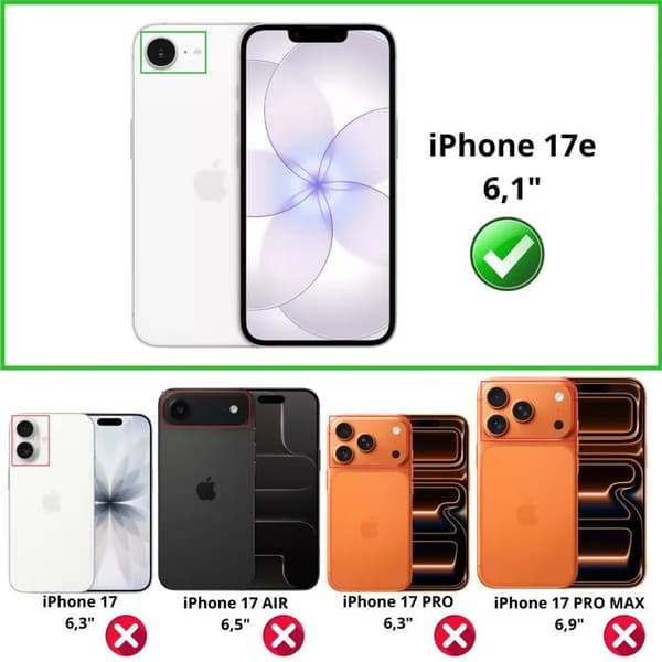 Shockproof Case and Two Tempered Glass Screen Protectors Compatible with iPhone 17e Transparent