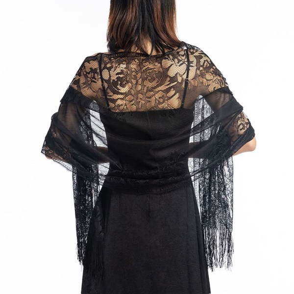 Kvinnors festliga spetshalsduk festhalsdukar för aftonklänning black