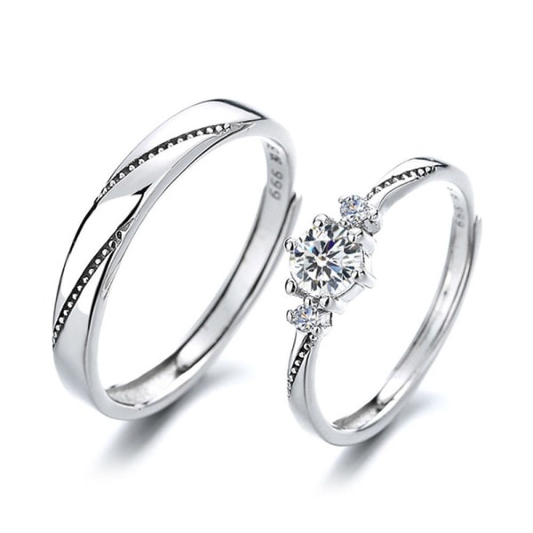 Partner Ring Mode Kristall Par Ringar Ringar (1 stycke), Silver Kvinnor Män Förlovningsbröllopssmycken