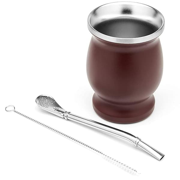 Nytt 24 cl Yerba Mate Kalebass Set Yerba Mate Kopp SVART
