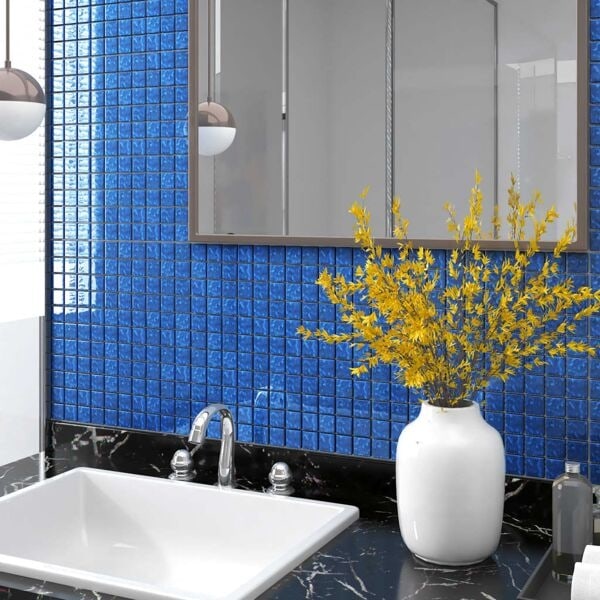 Laadukkaat uuden tyylin vidaXL mosaiikkilaatat 11 kpl sininen 30x30 cm lasi Blue Blå