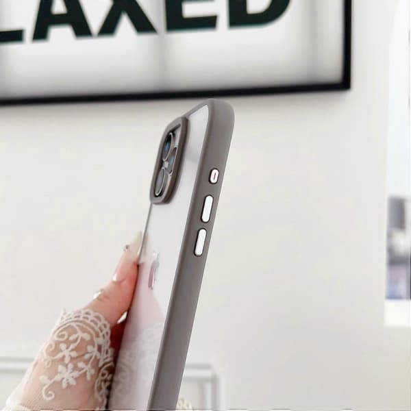 Compatible with iPhone 16 Pro Case TPU+PC Crystal Clear Back with Lanyard Hole - Grey Multicolor Multicolor Black