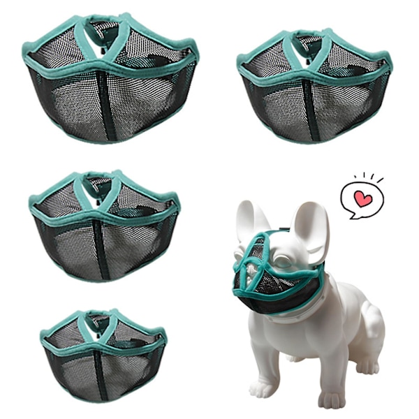 Andningsbart Mesh Justerbart Nosband för Hundar med Korta Nosar (Fransk Bulldog, Mops) S Svart Hög Kvalitet (Påsk)