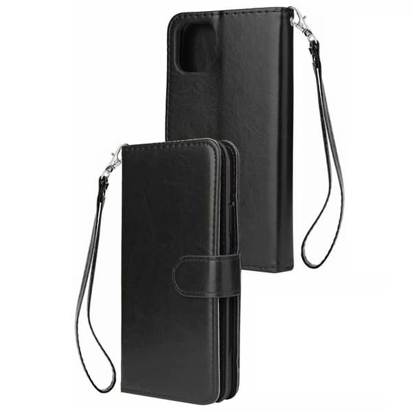 Hot Elegant Wallet Case Compatible with iPhone 12 Pro Max - Black Black Black Svart