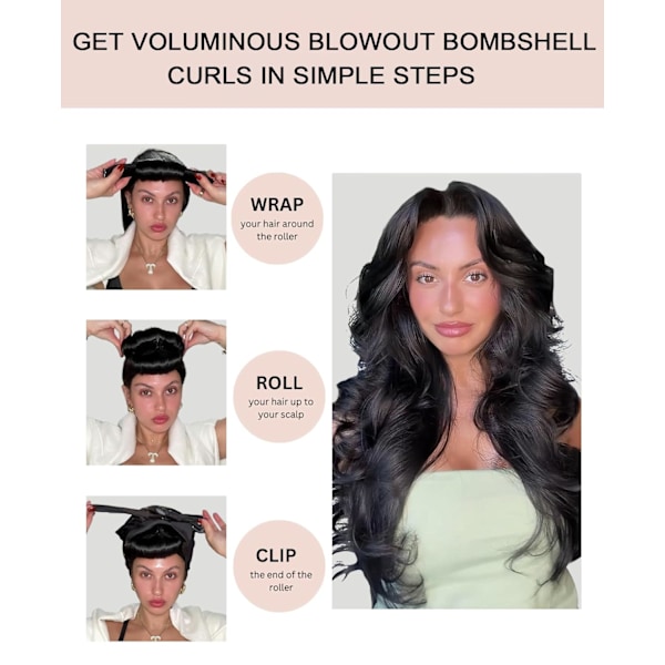 Høykvalitets nye Heatless Hair Curlers for å sove i, Ingen varme Satin Heatless Curls Overnight Curls Locks Set Jumbo Store Skum Svamp Hårruller