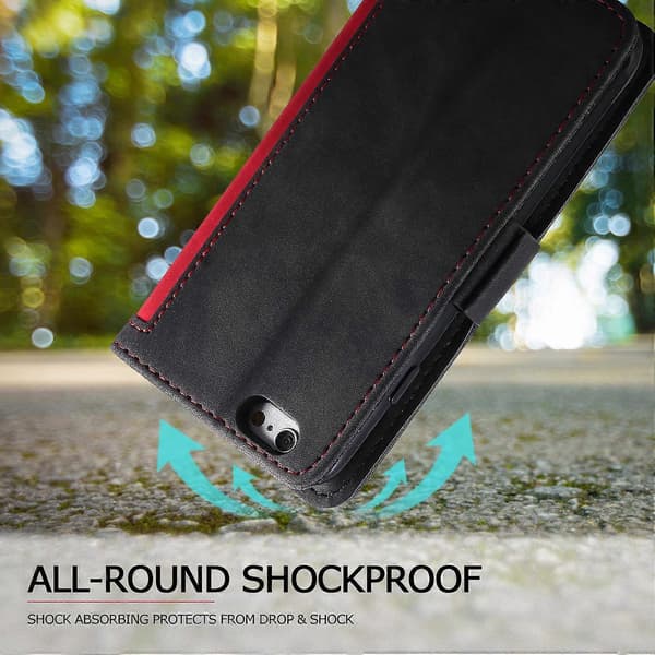 Kompatibel med iPhone 16e Case RFID Blokerende Wallet Stand Læder Telefon Cover-lingling} Multicolor Red