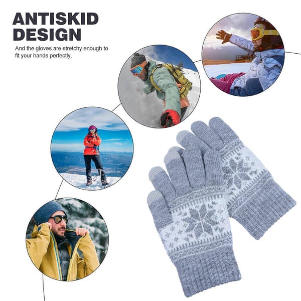 Nye Touchscreen Handsker Varme Strikkede Handsker til Håndopvarmning 1 Par Grå Akryl