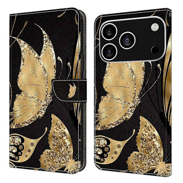 Compatible with iPhone 17 Pro Case Magnetic Closure 3D Pattern Leather Wallet Phone Cover