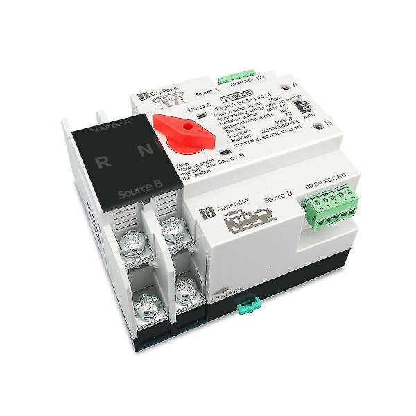 Din Rail 2p/4p Ats Dubbel Strömförsörjning Automatisk Transfer Switch, Elektrisk Väljare