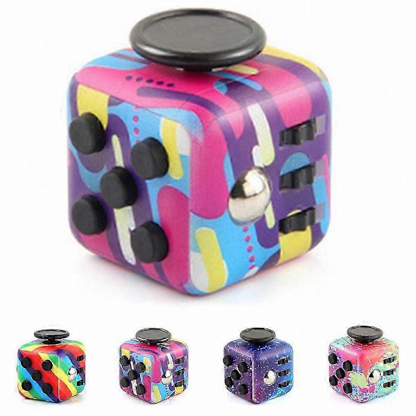 Fidget Cube Terning for Stresslindring, Sensorisk Leketøy for Barn og Voksne All Type 4Pcs