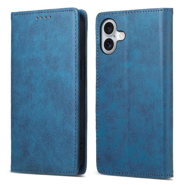 Compatible with iPhone 17 Wallet Case RFID Blocking PU Leather Phone Cover Blue Blue Blue
