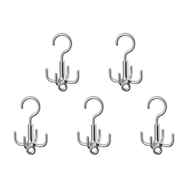 5-pack 360° Rotating Hooks for Space-Saving Wardrobe Racks, Clothes Hangers, Bag, Shoe, and Scarf Hooks