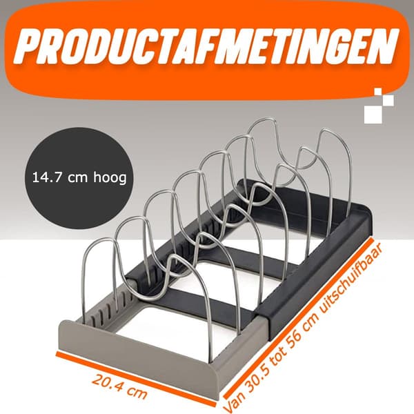 Grytelokkholder, justerbar, rustfri, 7-lags (7-pakning)