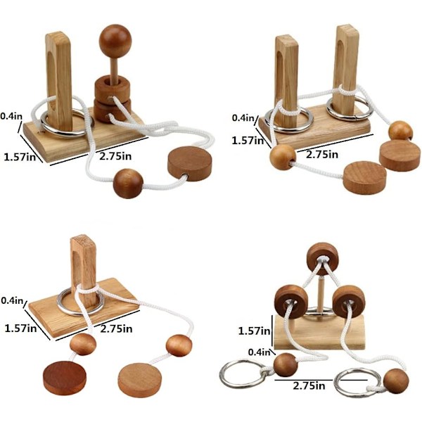 Wooden Puzzle for Adults & Teens – Problem-Solving Brain Teaser Puzzle 6pcs