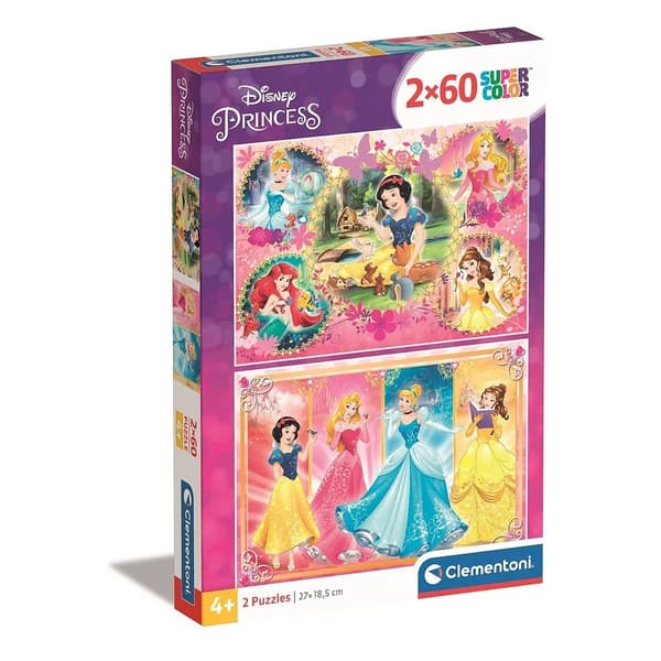Prinsesser 2x60-brikkers puslespil Multifärg 60