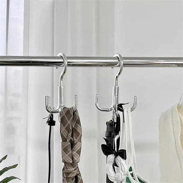 5-pack 360° Rotating Hooks for Space-Saving Wardrobe Racks, Clothes Hangers, Bag, Shoe, and Scarf Hooks