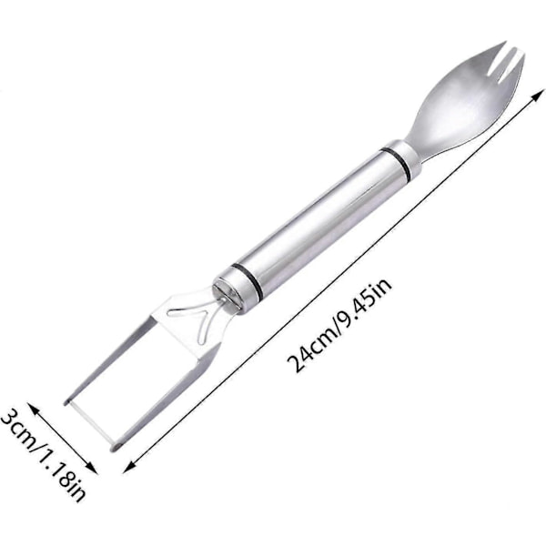 Vannmelonkutter, 2-i-1 melonkuttergaffel, vannmelonkutter fruktkutter, laget av rustfritt stål med dobbelthode-lingling} 2pcs