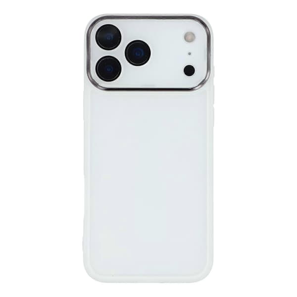 Compatible with iPhone 17 Pro Max Case Electroplated Camera Frame TPU Phone Cover Transparent Transparent White