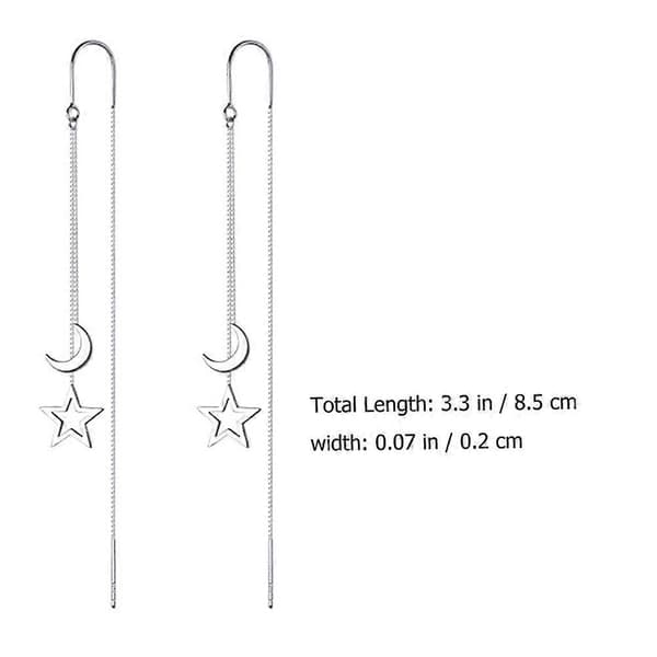 Trendy øreringe kvast dråbeøreringe trådøreringe stjerneøreringe dingleøreringe kvinder Silver 8.5x0.2CM