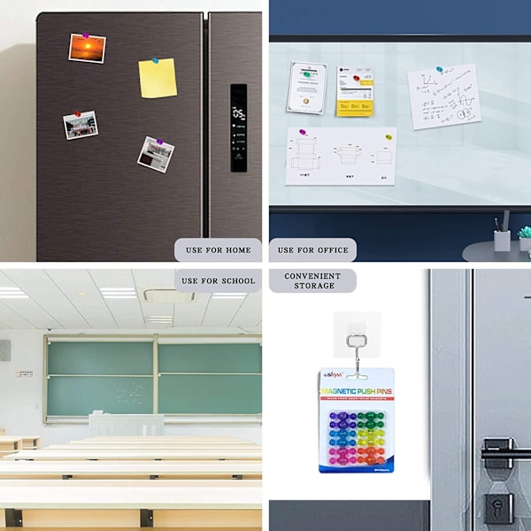 24 st Knappnålsmagneter, Magneter för Whiteboard, Magneter för Klassrum, Kylskåpsmagneter, Starka Magnetiska Knappnålar i Färg för Kontor, K
