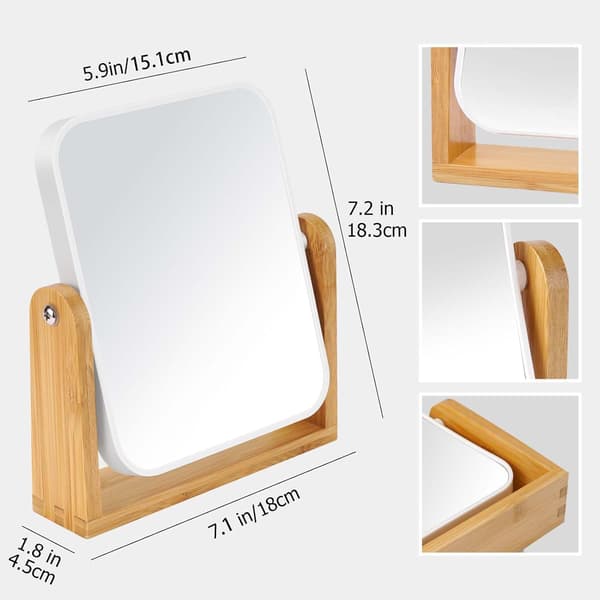 Makeup mirror double-sided, 360 degree rotatable with stand, 8 inch for bathroom or bedroom