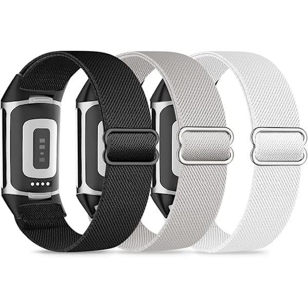 Høykvalitets nye 3 elastiske armbånd, kompatible med Fitbit Charge 5/Fitbit Charge 6 armbånd for menn og kvinner, pustende og justerbare F