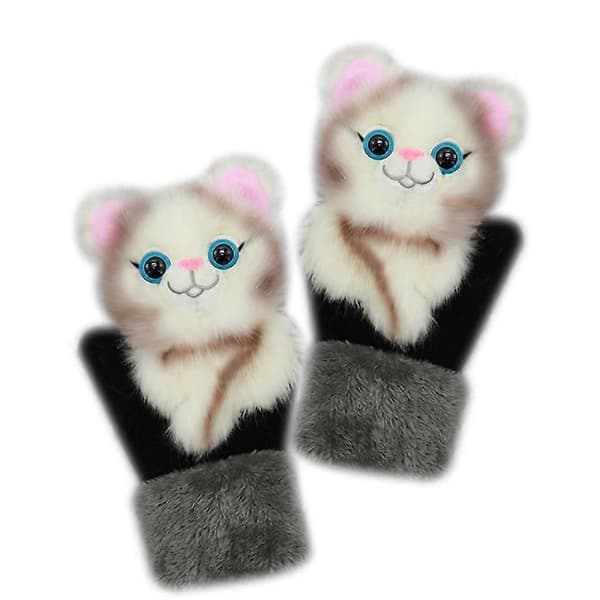 Dame Vinterhandsker Varme Vanter - Sjove Vanter Vinter-lingling} white