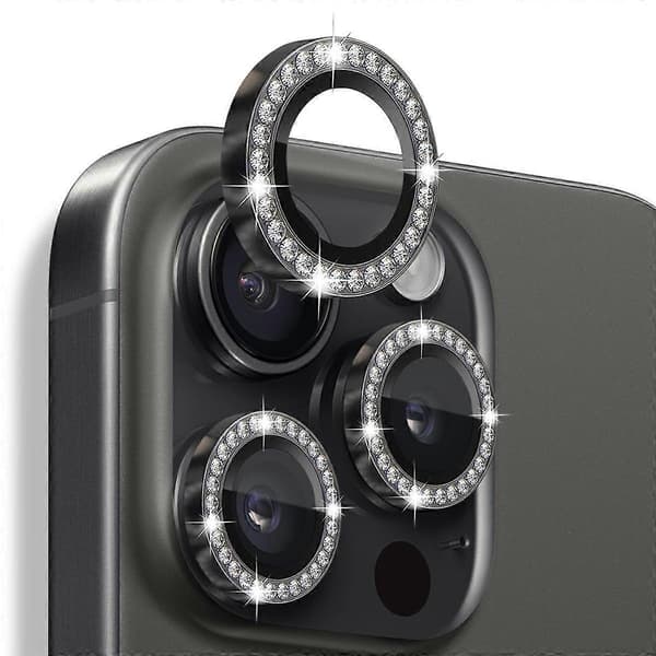 Kompatibel med iPhone 16 Pro / 16 Pro Max Linsskydd Strass Ring Härdat Glas Linsfilm Multicolor Multicolor Graphite