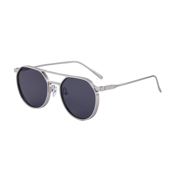Nya retro solglasögon med ovala bågar för män metall dubbelstråle solglasögon