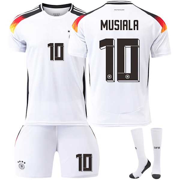 Euroopan Cup Erikoistarjous! Laadukas uusi Saksan EM 2024 kotipaita jalkapallopaita lapsille miehille setti nro. MUSIALA sukkien kanssa With socks 30