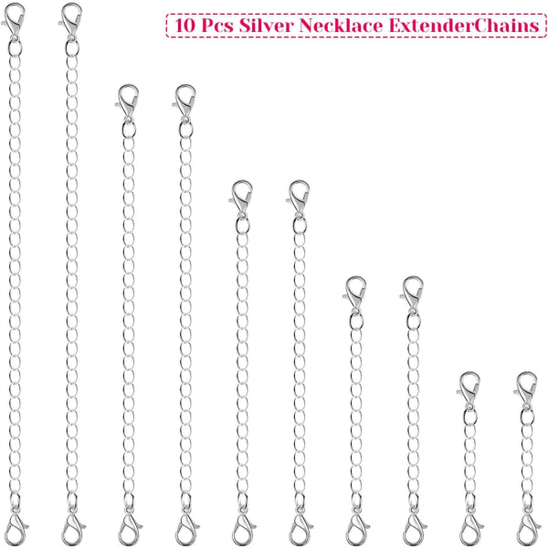 Förpackning med 10 halsbandsförlängningar, smyckeförlängningar för halsband