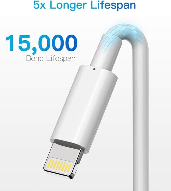 Nytt 3-pack 2m iPhone laddningskabel, USB till Lightning-kabel, iPhone-kabel kompatibel med iPhone white