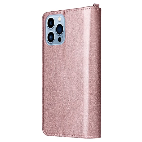 Højkvalitets iPhone 13 Pro Cover/Etui 2i1 Magnet Multifunktionel Rosaguld 120