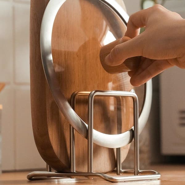 Stainless Steel Cutting Board Organizer, Compact with 2 Compartments, Extra Sturdy (Metal)