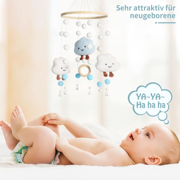 Baby med filtbollar Mobil för säng Trä Mobilsängklocka Barnkammare Hängsängklocka